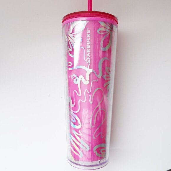 Starbucks Cold Beverage Tumblers Bundle of 2  with Straws Pink & Purple - Picture 2 of 13